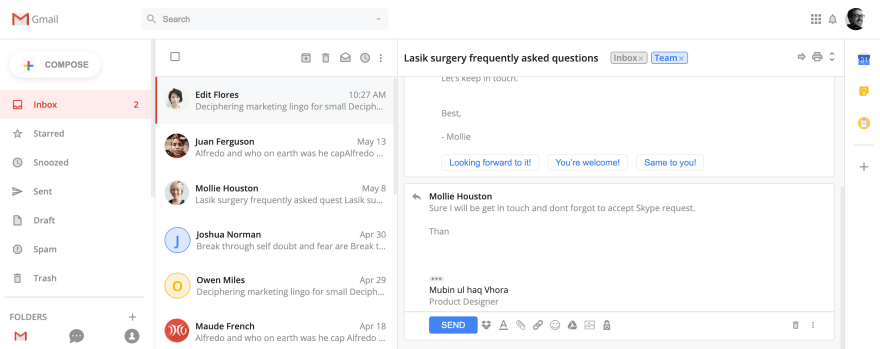 Редизайн Gmail