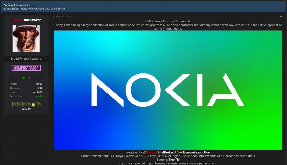 Хакер заявив про крадіжку коду Nokia — компанія почала розслідування