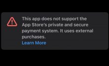 Apple залякує користувачів App Store «ризиком» програм, якщо в них підтримуються альтернативні платежі