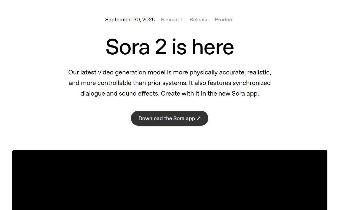 OpenAI випустила Sora 2 — найбільш потужний інструмент генерації відео та аудіо
