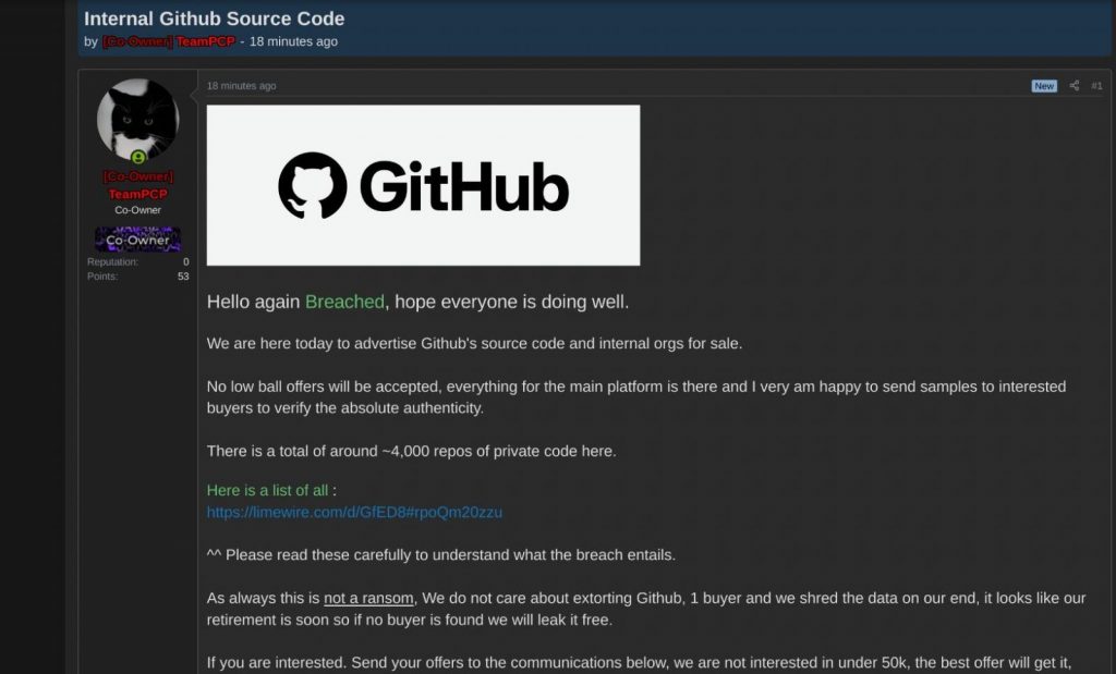 GitHub підтвердив злам 3800 репозиторіїв: хакери вимагають $50 000